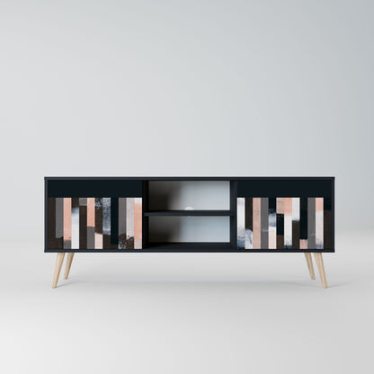COLLAGE OF RECTANGLES 2-Door TV Stand in Black Finish