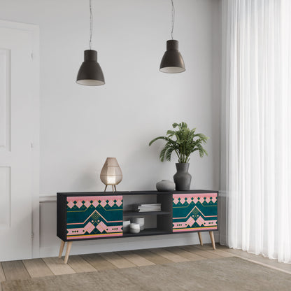 ROYAL COMPOSITION 2-Door TV Stand in Black Finish