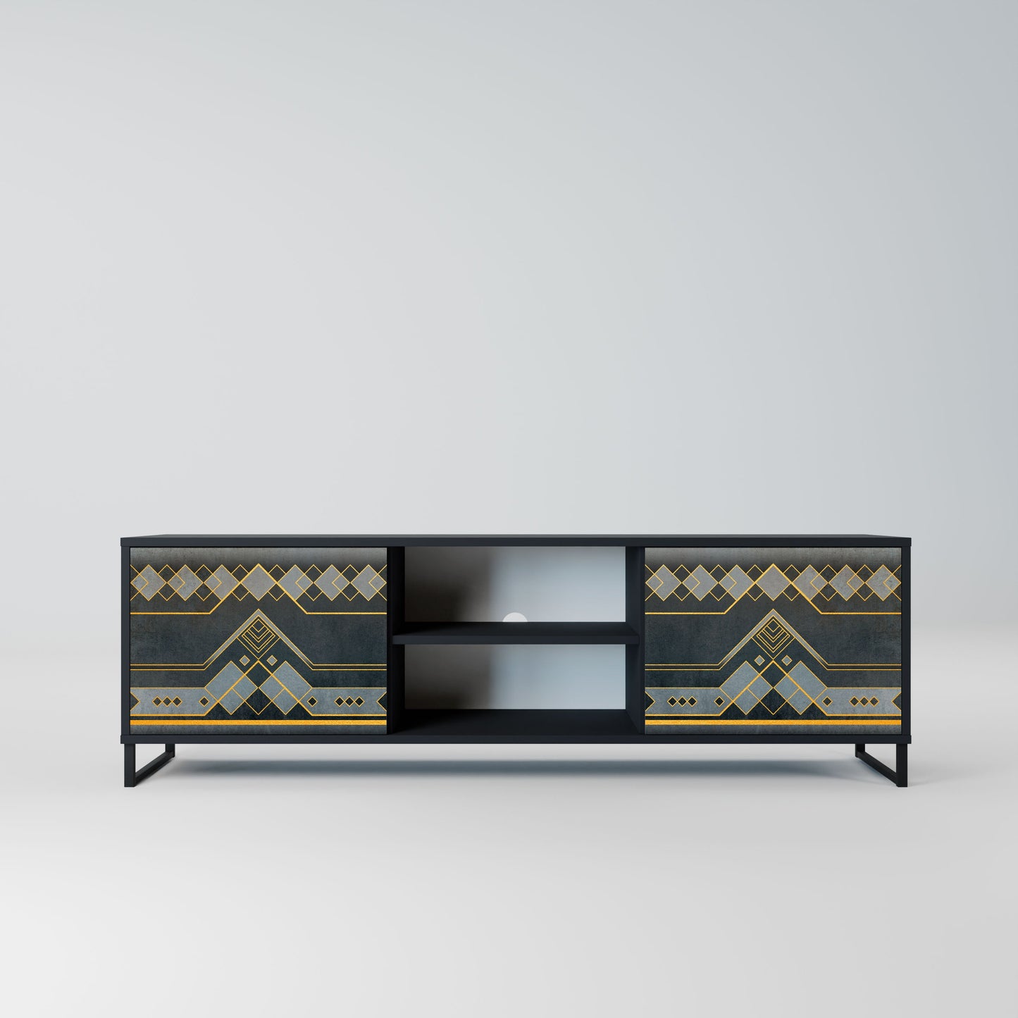 ROYAL ORDINARINESS 2-Door TV Stand in Black Finish