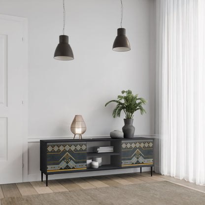 ROYAL ORDINARINESS 2-Door TV Stand in Black Finish