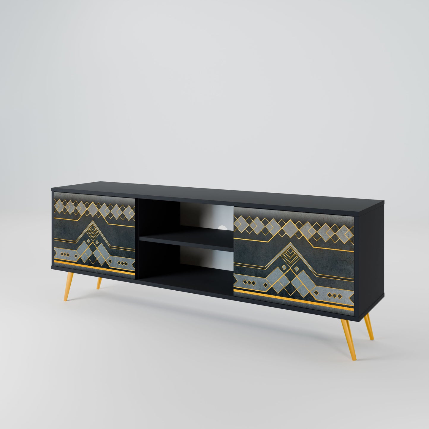ROYAL ORDINARINESS 2-Door TV Stand in Black Finish