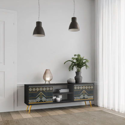 ROYAL ORDINARINESS 2-Door TV Stand in Black Finish