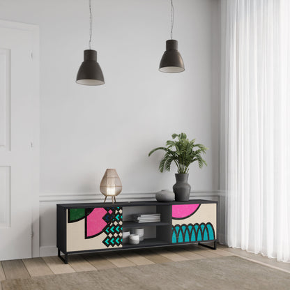 Mobile TV GEOMETRIC RHAPSODY a 2 ante con finitura nera
