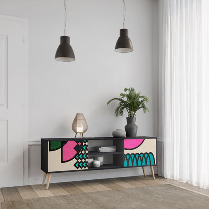 Mobile TV GEOMETRIC RHAPSODY a 2 ante con finitura nera