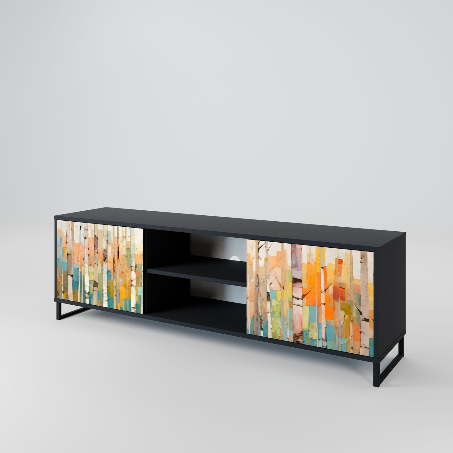 BIRCH KALEIDOSCOPE 2-Door TV Stand in Black Finish