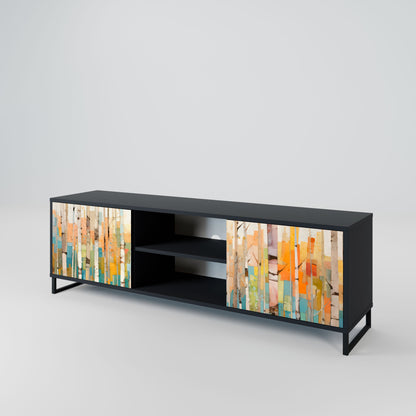 BIRCH KALEIDOSCOPE 2-Door TV Stand in Black Finish