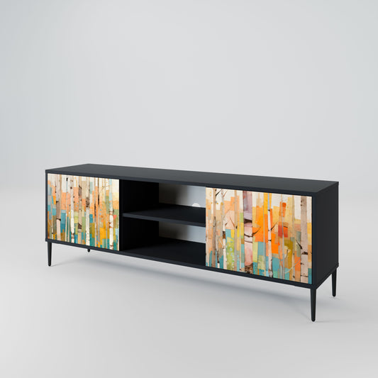 BIRCH KALEIDOSCOPE 2-Door TV Stand in Black Finish