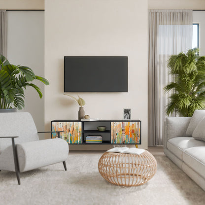 BIRCH KALEIDOSCOPE 2-Door TV Stand in Black Finish