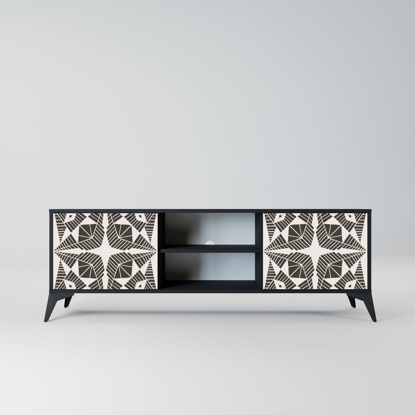 MONOCHROME NEXUS 2-Door TV Stand in Black Finish