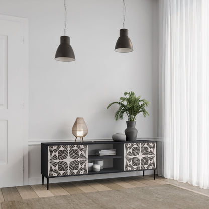 MONOCHROME NEXUS 2-Door TV Stand in Black Finish