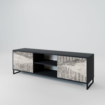 GRAIN LINES 2-Door TV Stand in Black Finish