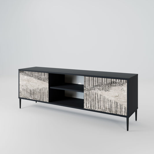GRAIN LINES 2-Door TV Stand in Black Finish