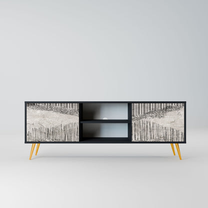 GRAIN LINES 2-Door TV Stand in Black Finish
