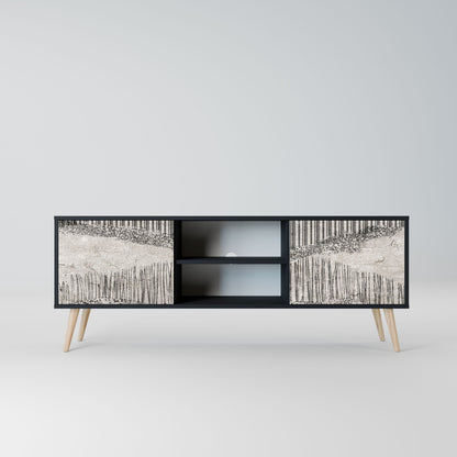 GRAIN LINES 2-Door TV Stand in Black Finish