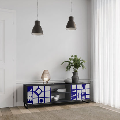 THE RIGHT PLACES 2-Door TV Stand in Black Finish