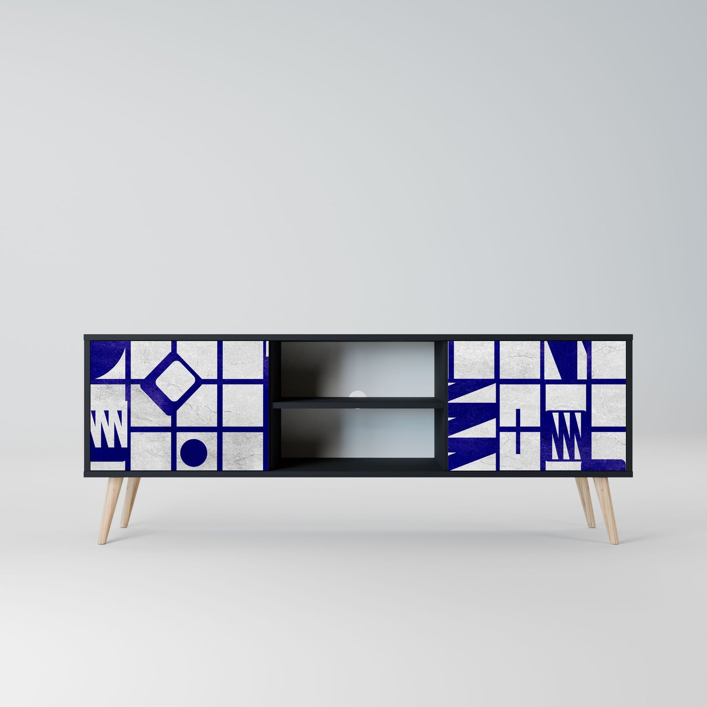 THE RIGHT PLACES 2-Door TV Stand in Black Finish