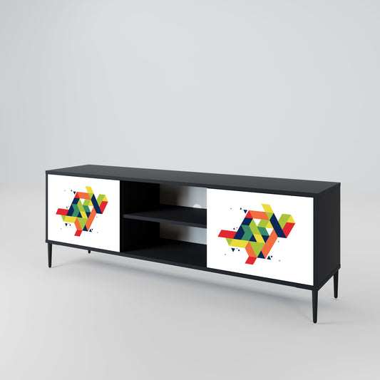 FUTURE SIGN 2-Door TV Stand in Black Finish
