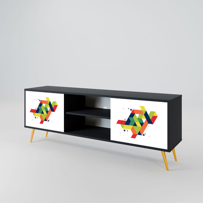 FUTURE SIGN 2-Door TV Stand in Black Finish