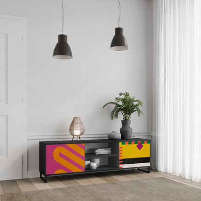 VIVID ART 2-Door TV Stand in Black Finish