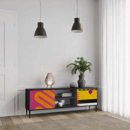 VIVID ART 2-Door TV Stand in Black Finish