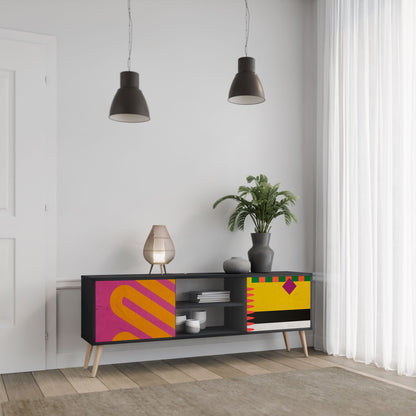 VIVID ART 2-Door TV Stand in Black Finish