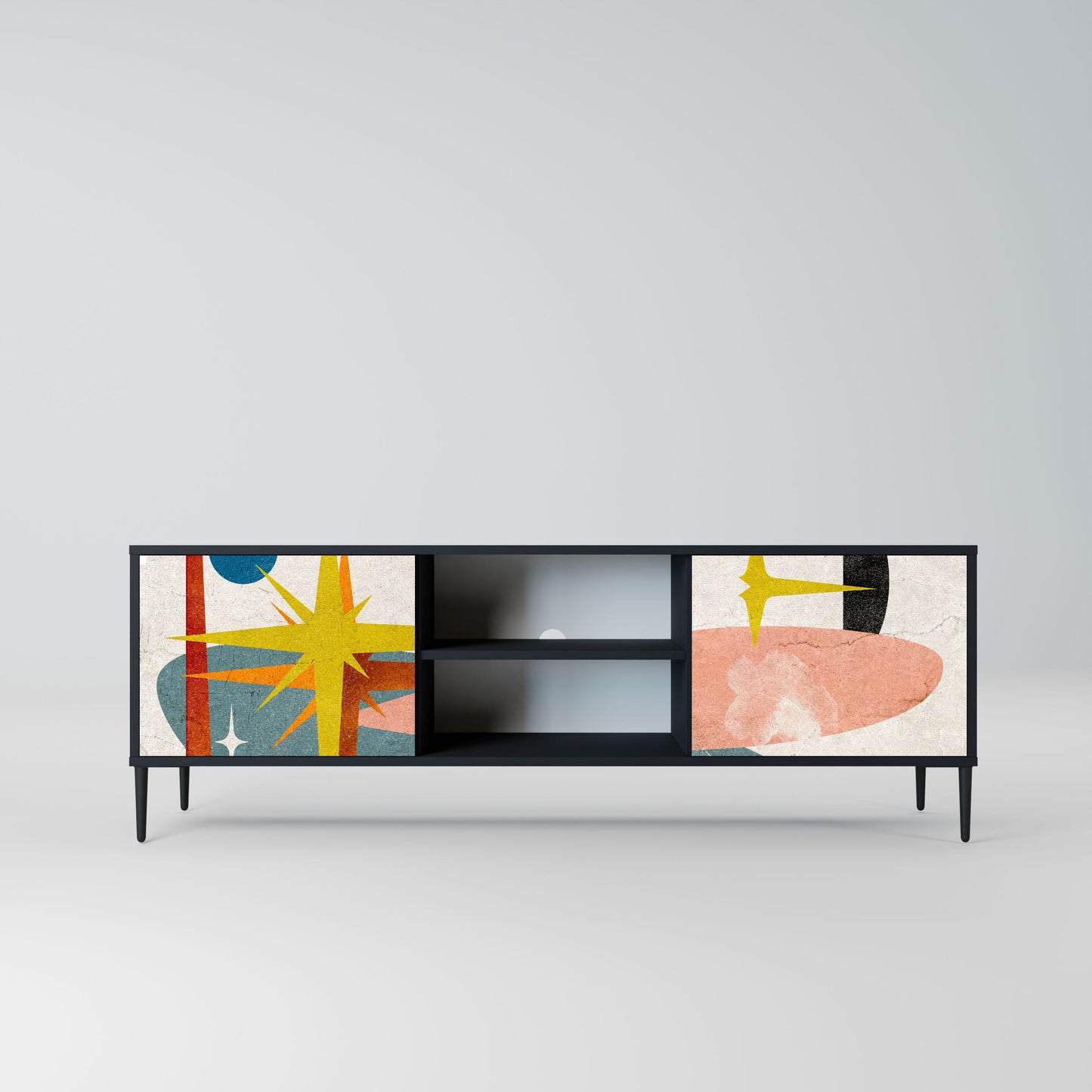 INTERSTELLAR VIBES 2-Door TV Stand in Black Finish