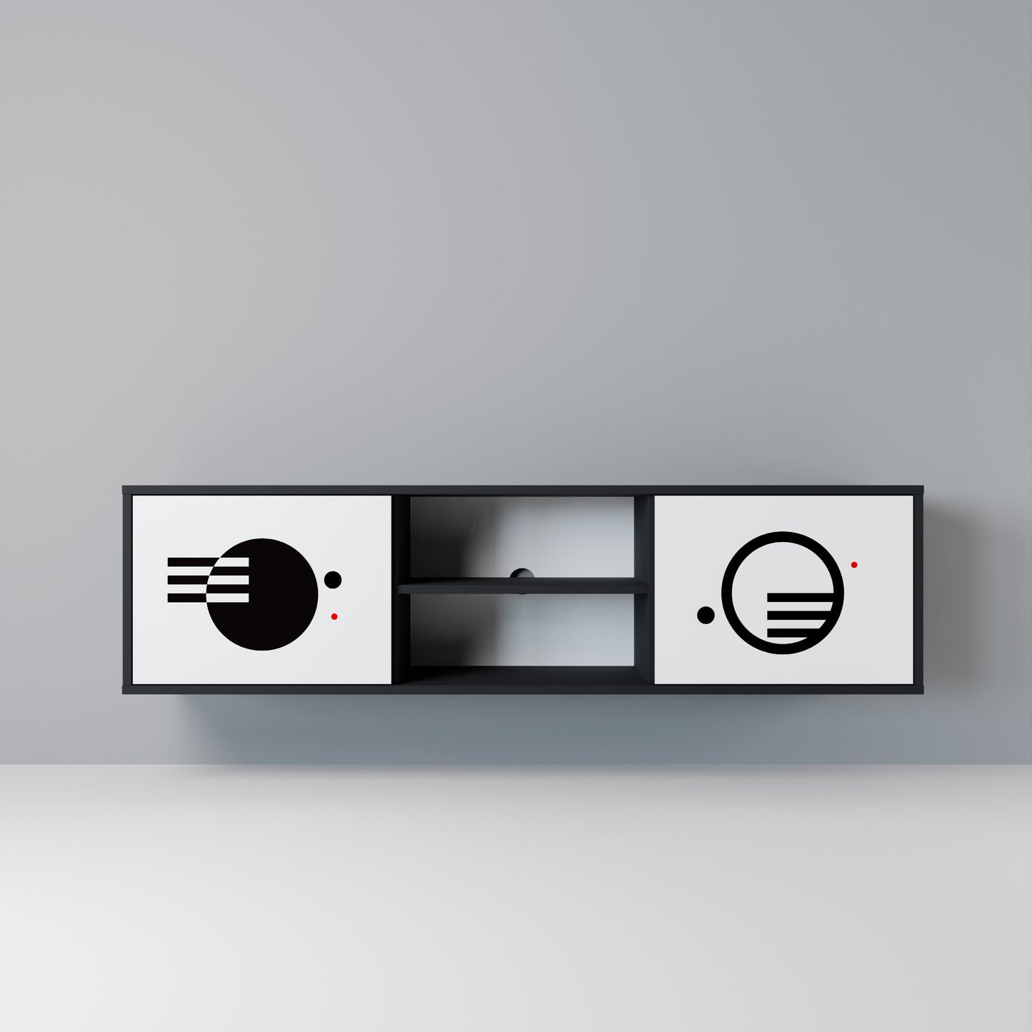 BLACK AND WHITE COMBINATION Mobile TV a 2 Ante in Finitura Nera