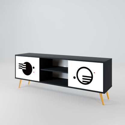 Mobile TV a 2 ante con combinazione di bianco e nero e finitura nera
