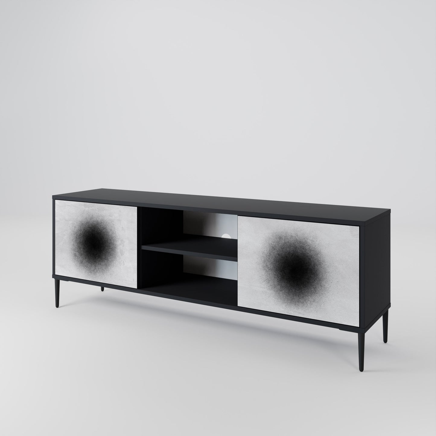 Mobile TV BLACK HOLE a 2 ante con finitura nera