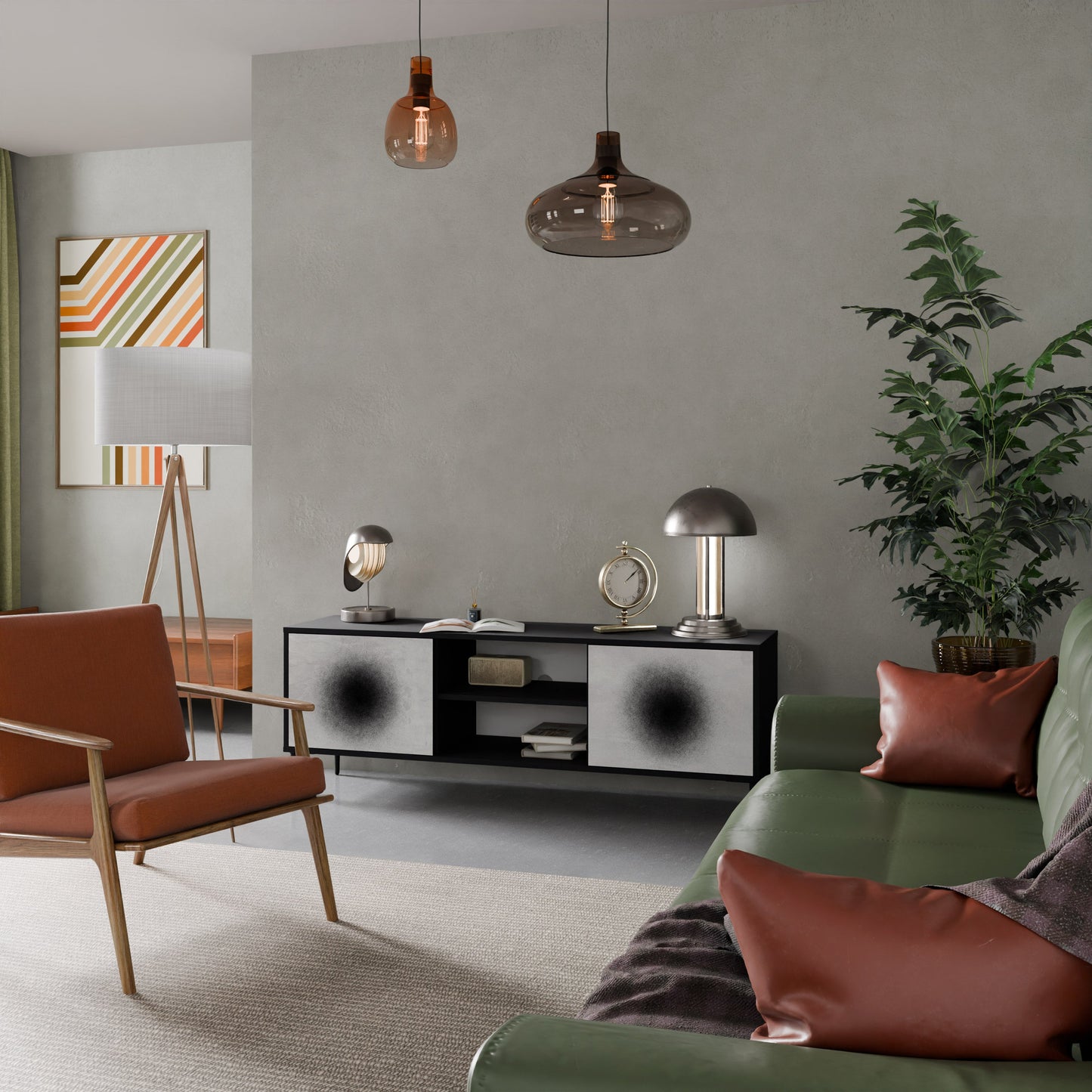 Mobile TV BLACK HOLE a 2 ante con finitura nera
