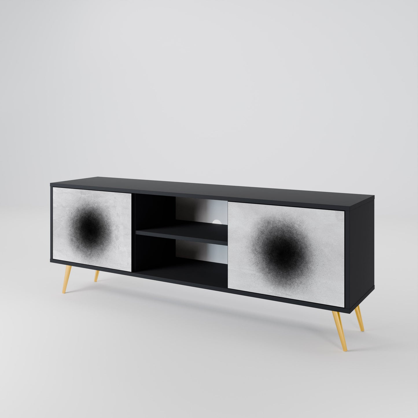 Mobile TV BLACK HOLE a 2 ante con finitura nera