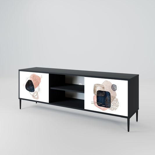 Mobile TV a 2 ante COLORFUL SHAPES in finitura nera