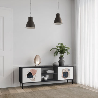 COLORFUL SHAPES 2-Door TV Stand in Black Finish