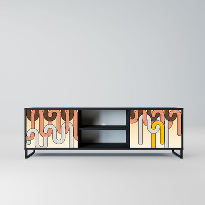 COLORFUL STRINGS 2-Door TV Stand in Black Finish