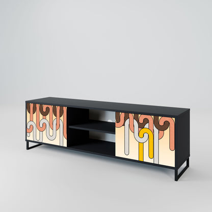COLORFUL STRINGS 2-Door TV Stand in Black Finish