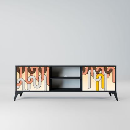 COLORFUL STRINGS 2-Door TV Stand in Black Finish