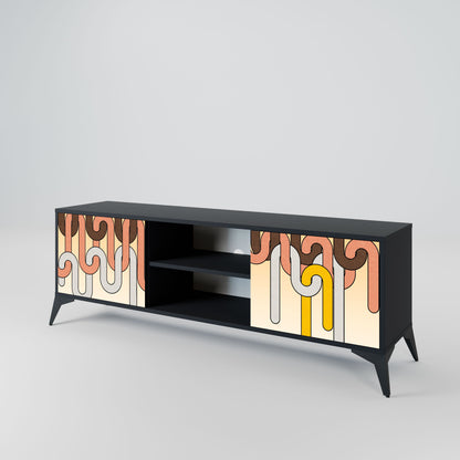 COLORFUL STRINGS 2-Door TV Stand in Black Finish