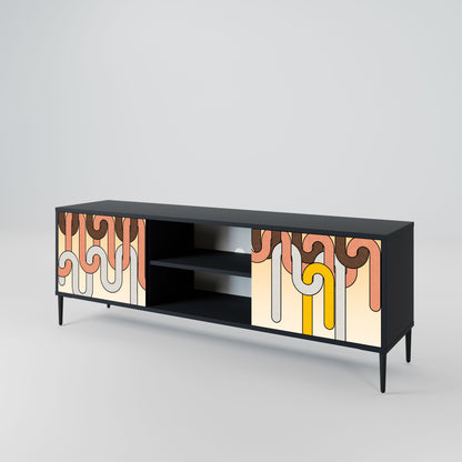 COLORFUL STRINGS 2-Door TV Stand in Black Finish