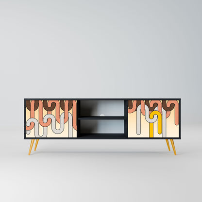 COLORFUL STRINGS 2-Door TV Stand in Black Finish