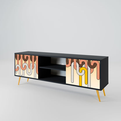 COLORFUL STRINGS 2-Door TV Stand in Black Finish