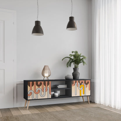 COLORFUL STRINGS 2-Door TV Stand in Black Finish