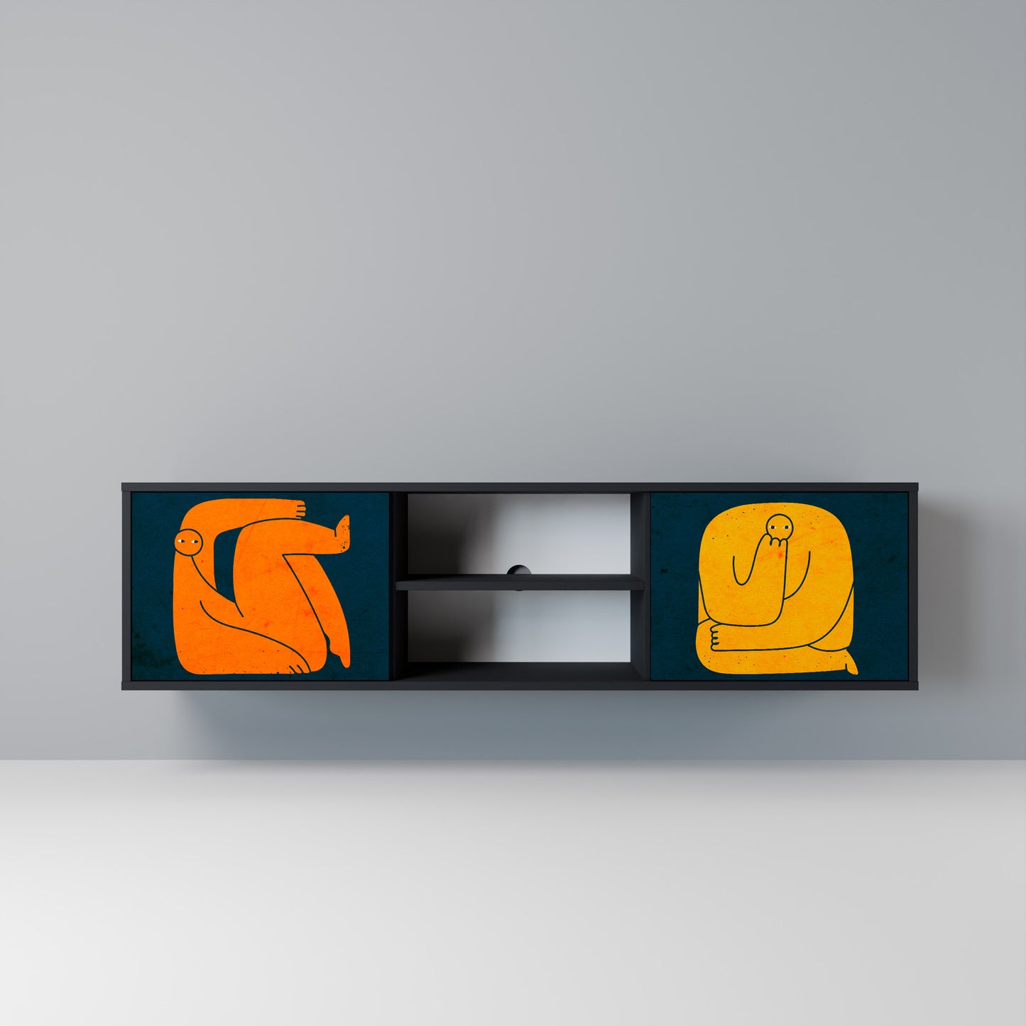 TOGETHER BUT SEPARATELY Mobile TV a 2 Ante in Finitura Nera