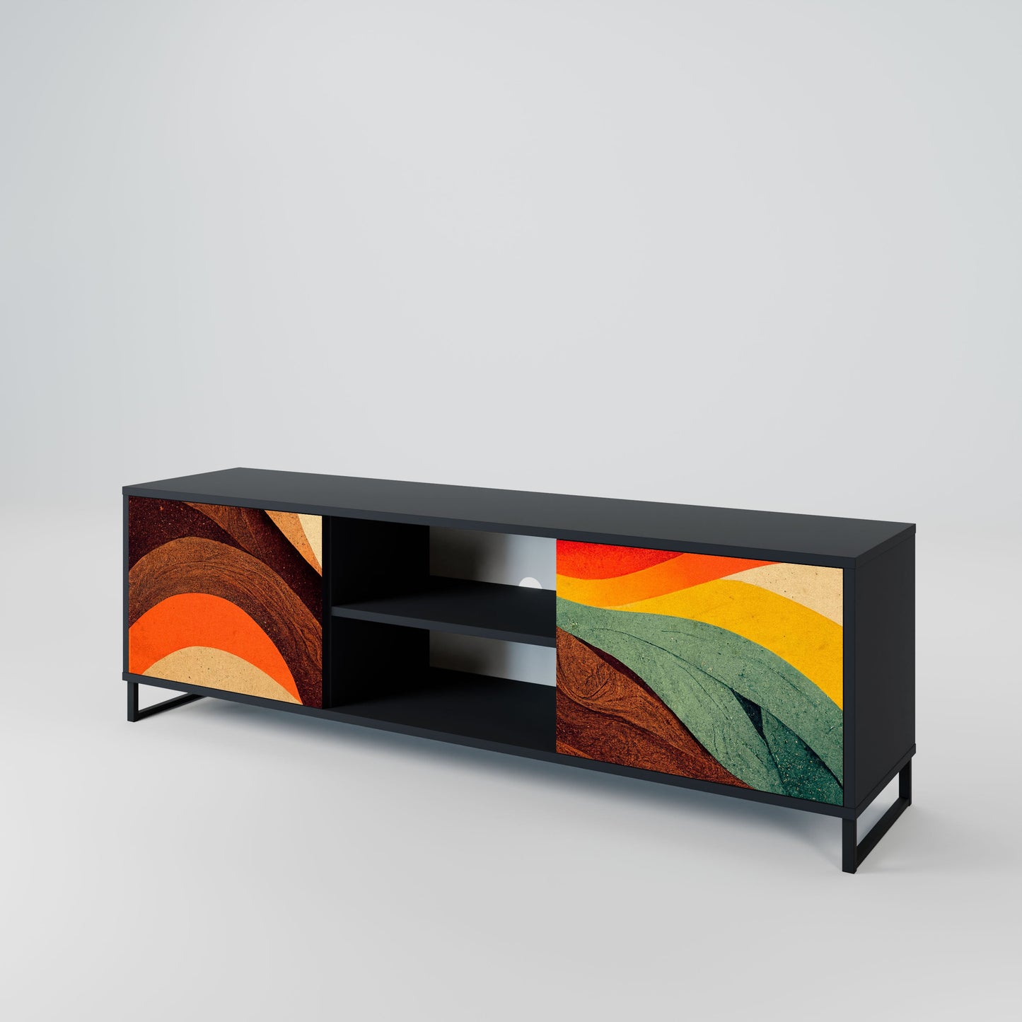 Mobile TV a 2 ante COLORFUL STRANDS in finitura nera