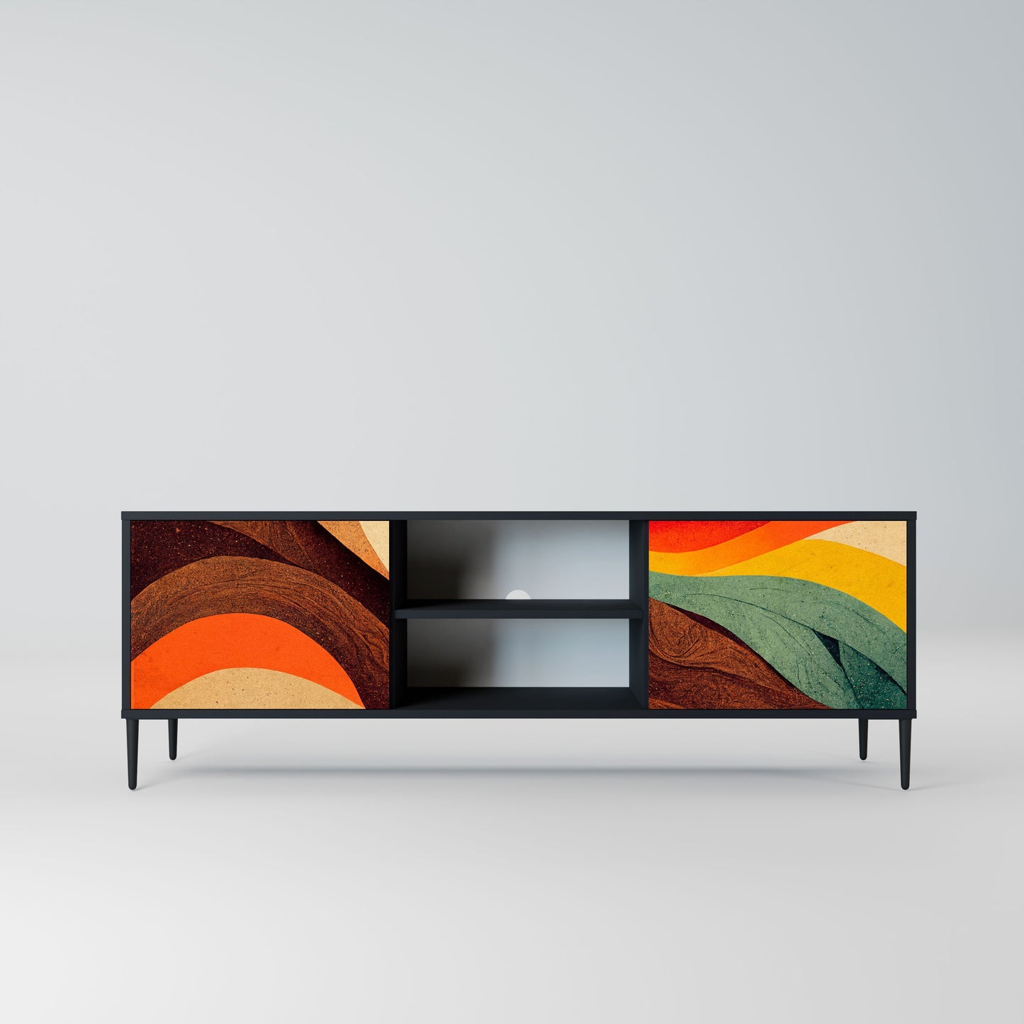 Mobile TV a 2 ante COLORFUL STRANDS in finitura nera