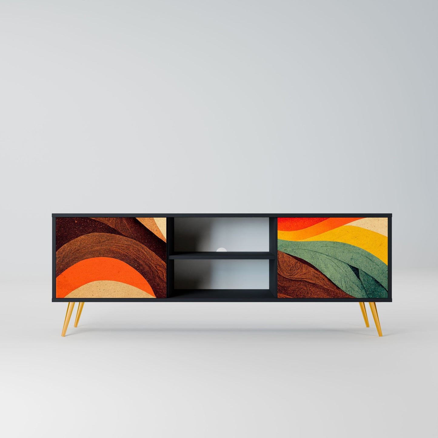 Mobile TV a 2 ante COLORFUL STRANDS in finitura nera