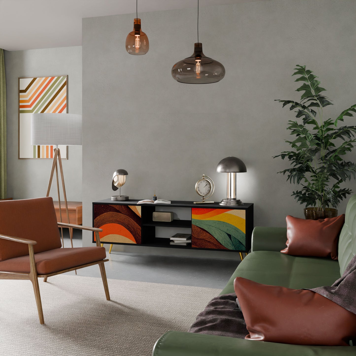Mobile TV a 2 ante COLORFUL STRANDS in finitura nera