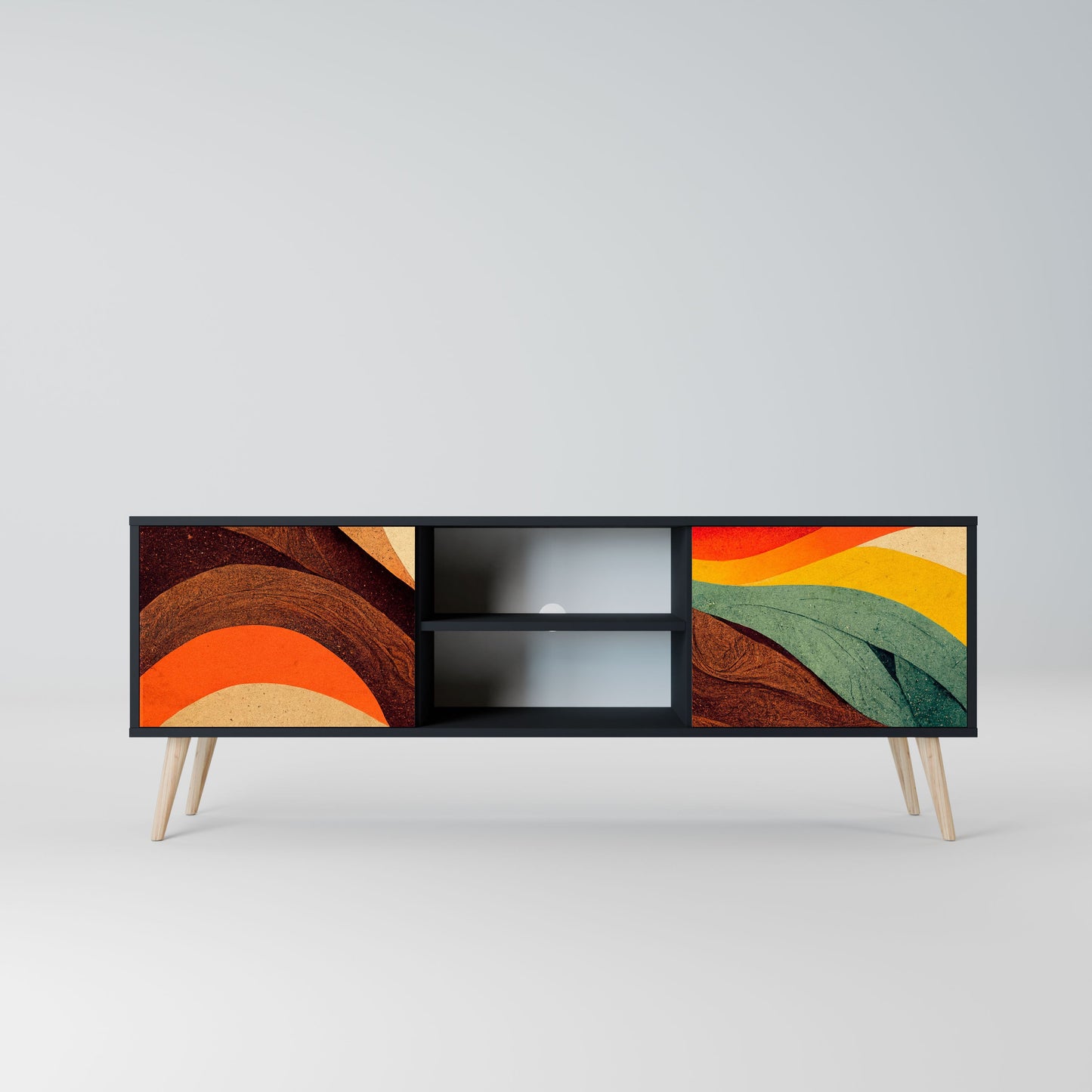 Mobile TV a 2 ante COLORFUL STRANDS in finitura nera