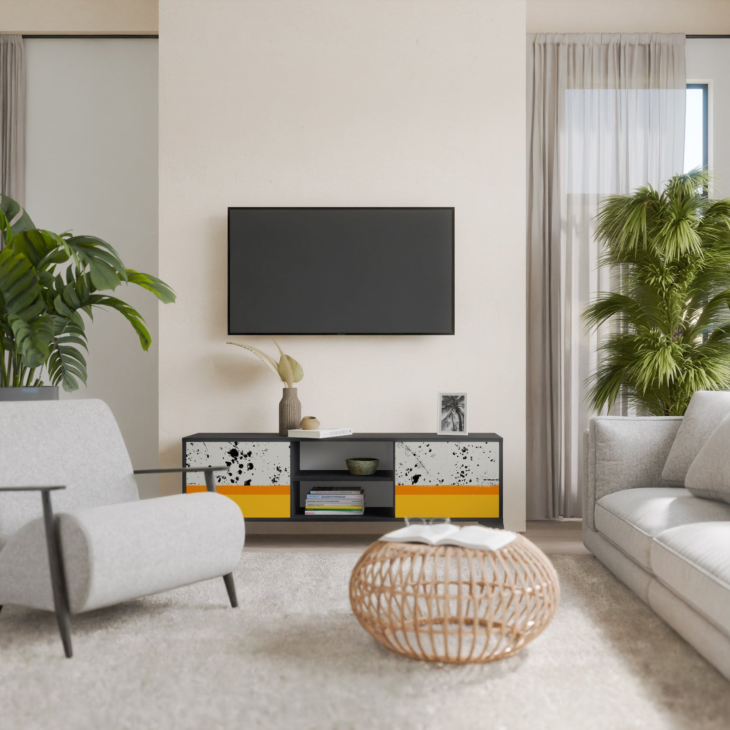 Mobile TV a 2 ante DYED BY ORANGE con finitura nera