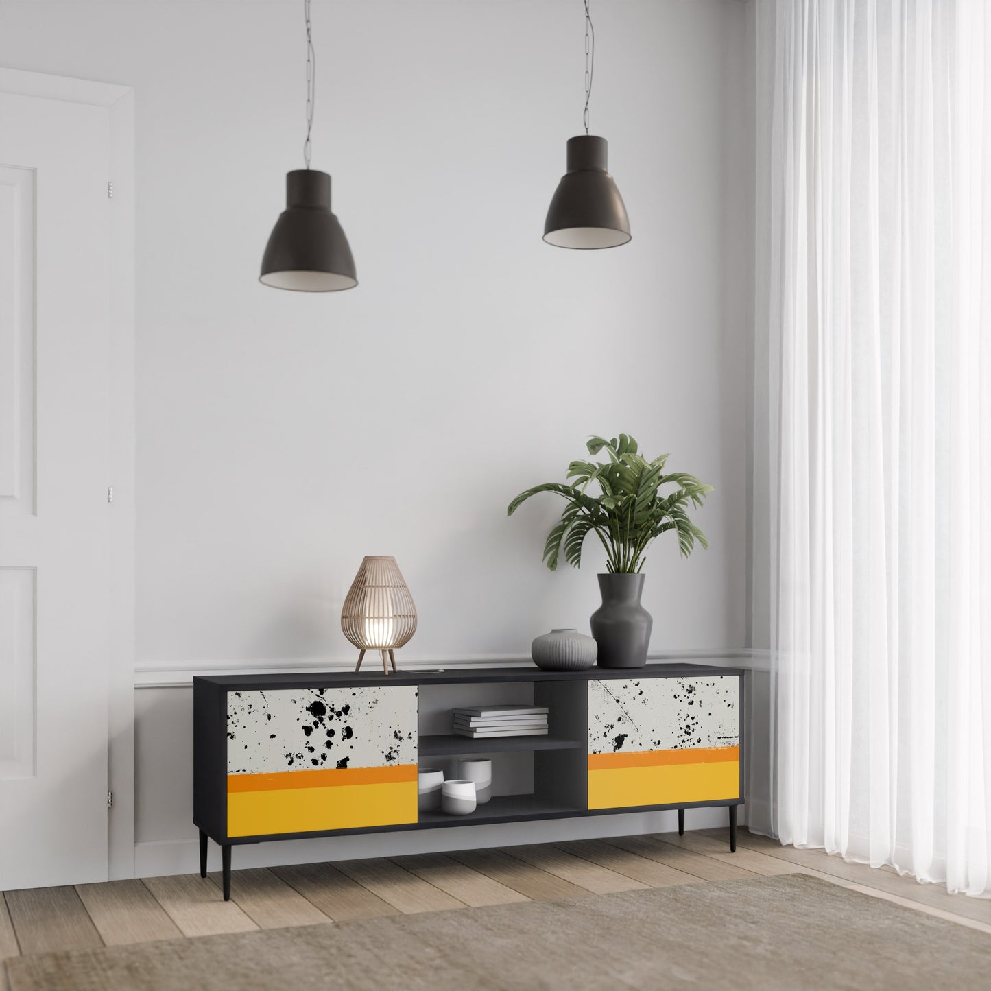 Mobile TV a 2 ante DYED BY ORANGE con finitura nera