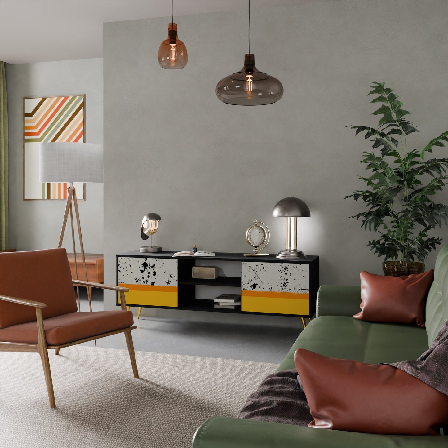 Mobile TV a 2 ante DYED BY ORANGE con finitura nera